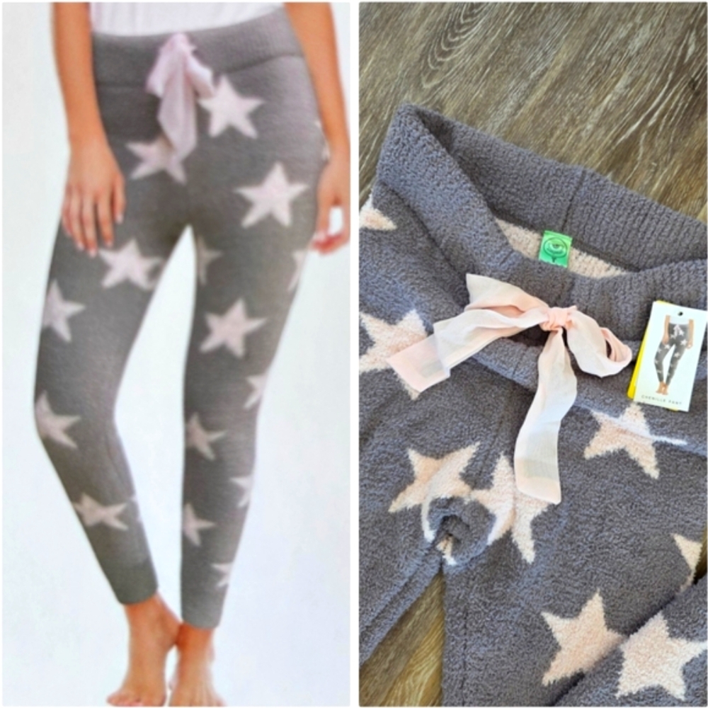 Honeydew Chenille Plush Pajama Pants Lounge Leggings NWT Bows Stars Soft Comfy